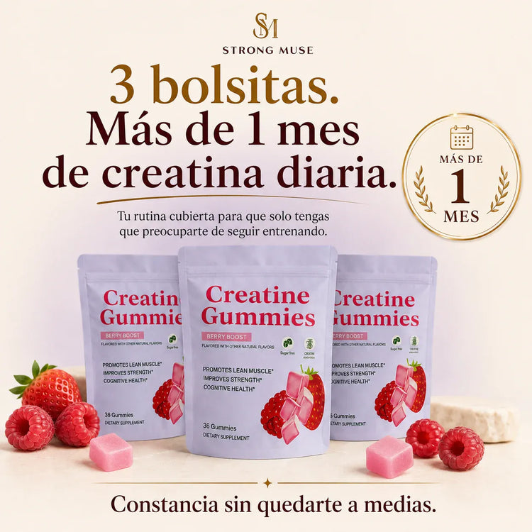 PACK 3 Bolsitas - Gomitas de Creatina para 1 mes - 5gr diarios